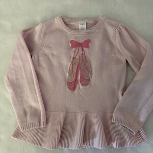 Pink Sweater with Ballet Shoe Design